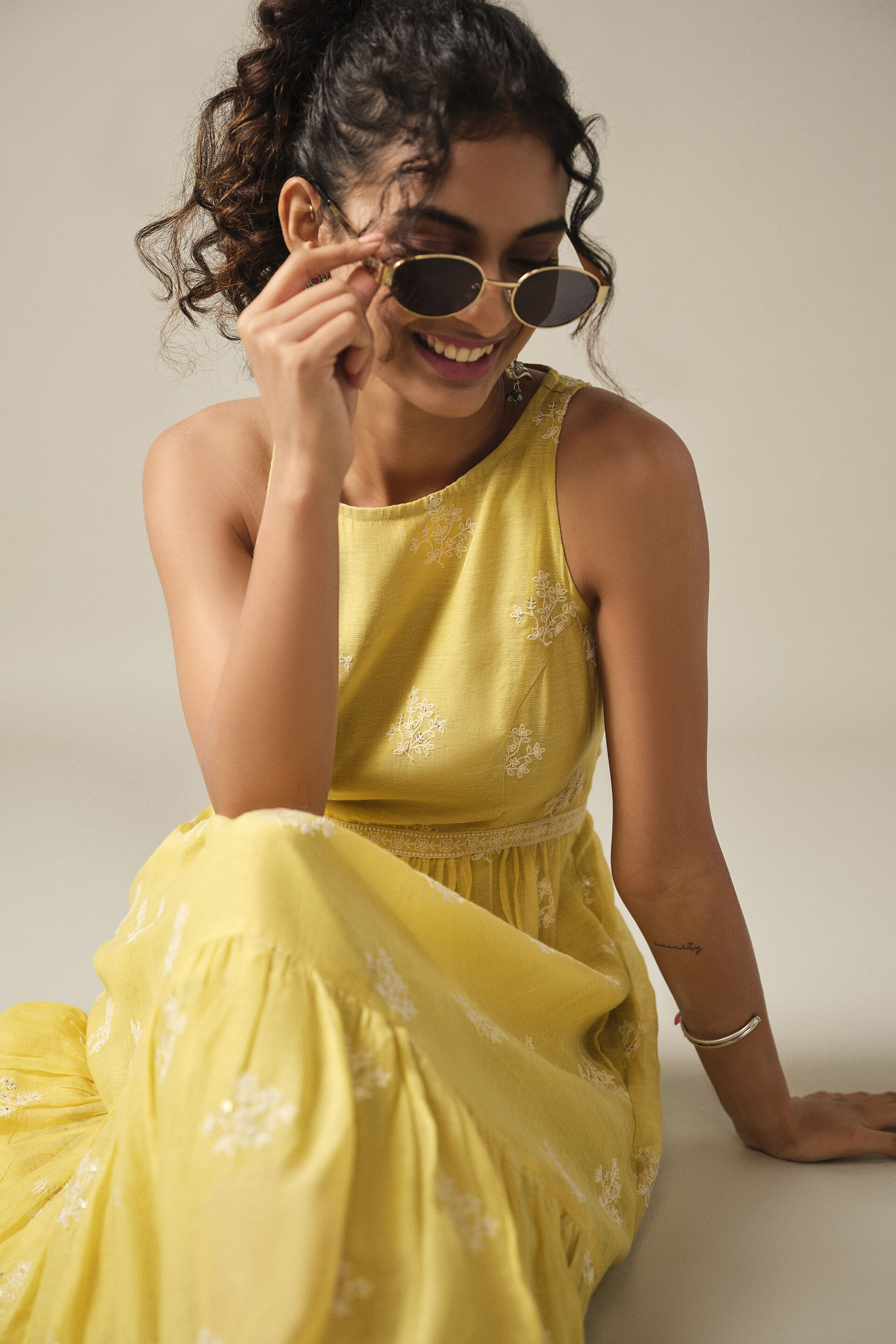 Embroidered Summer Maxi Dress in Yellow, Yellow, image 2